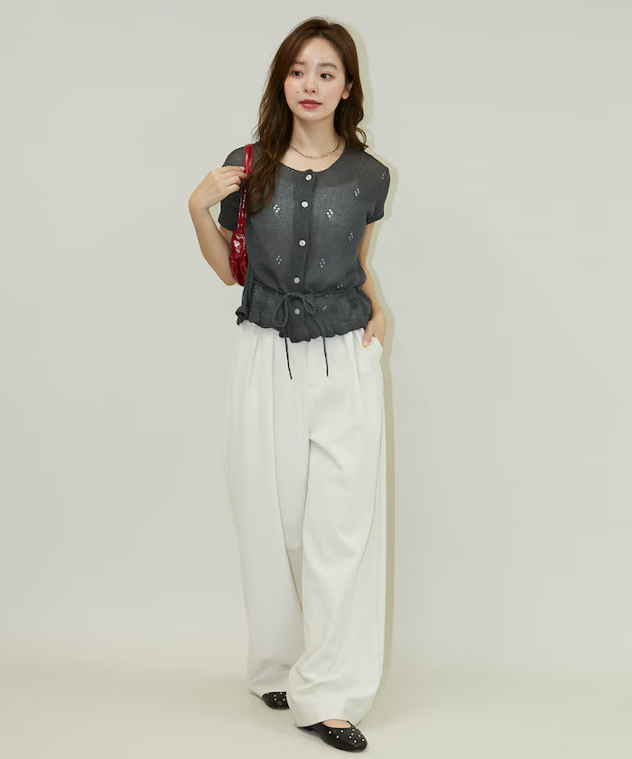 Linen Touch Eyelet Knit Cardigan Limited Edition