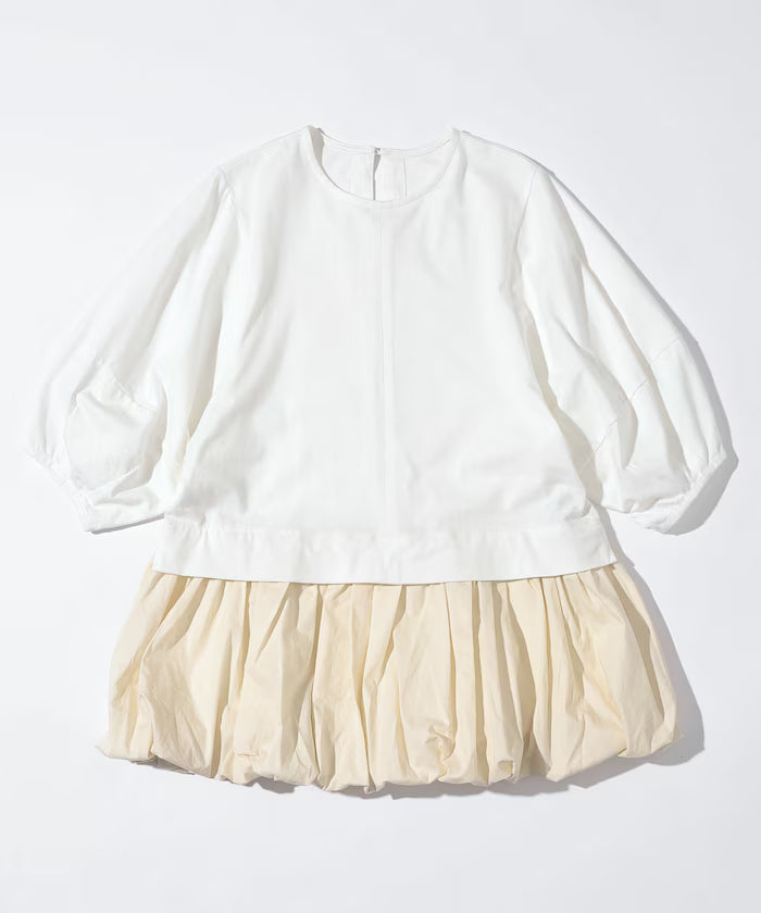 Organic Cotton Peplum Switch Top / 5-minute Sleeve T-Shirt