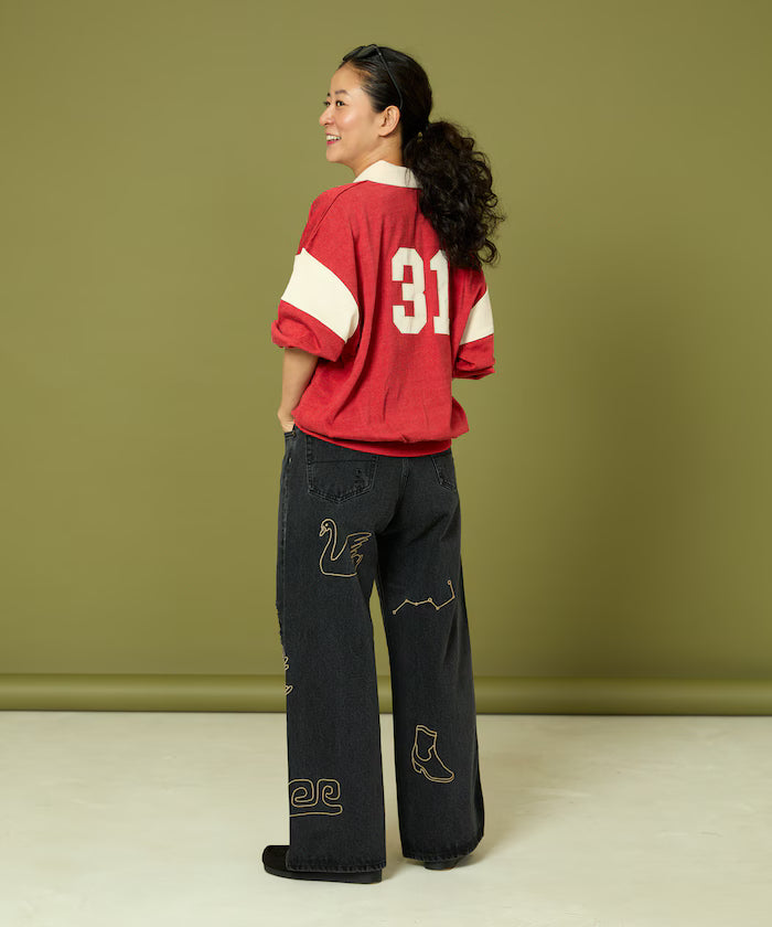 Chain Stitch Wide Denim