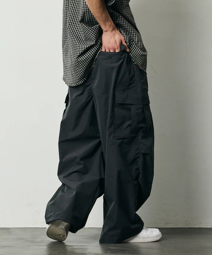 Quick Dry Fabric Wide Silhouette Poly Ripstop Cargo Pants/UV Cut/Quick Dry 【Limited Release】