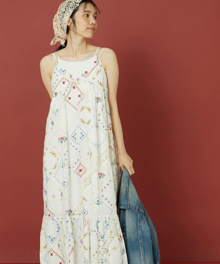 Flower Handkerchief Embroidered Camisole Dress