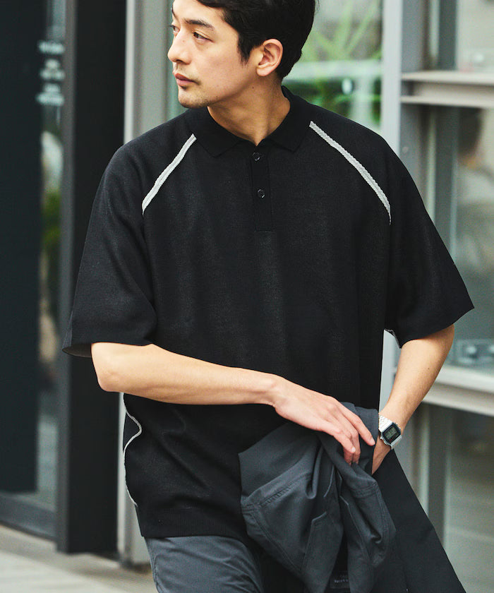 COOL TOUCH Double Face Color Polo Neck Knit Pullover Contact Cooling