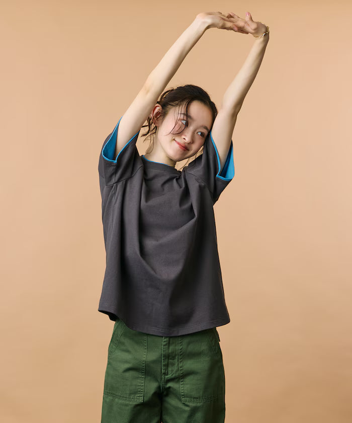 Limited Edition Relaxed Fit Color Block Fake Layered Crew Neck T-Shirt