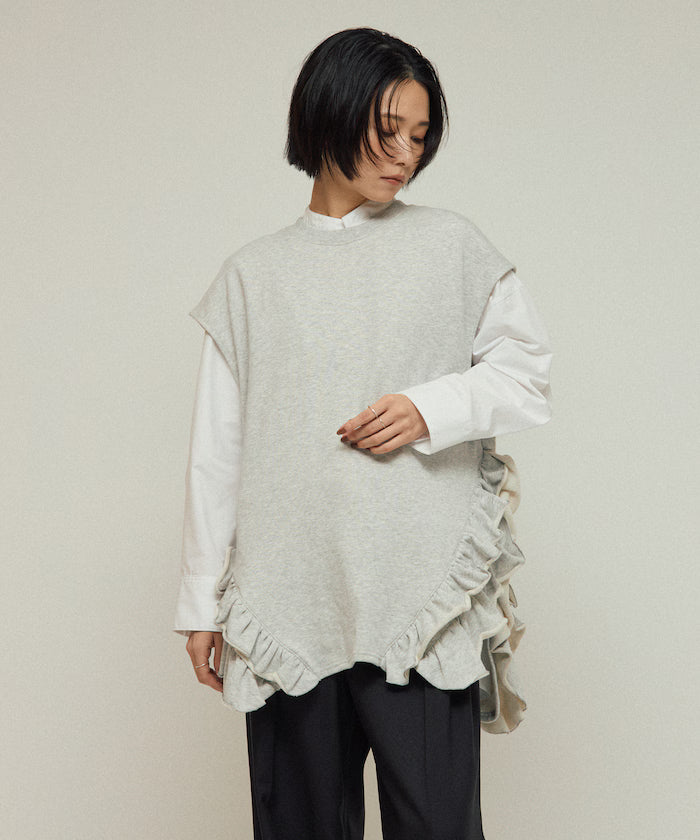 Organic Cotton Frill Hem Top / Relaxed Fit / French Terry Sweat / Best