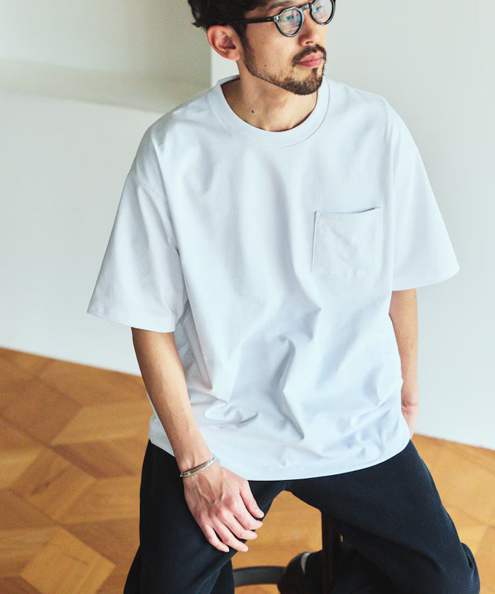 AIRDRY HIGH TECHYARN 7.7oz Big Silhouette Crew Neck Pocket T-Shirt Quick-dry Heat Shield