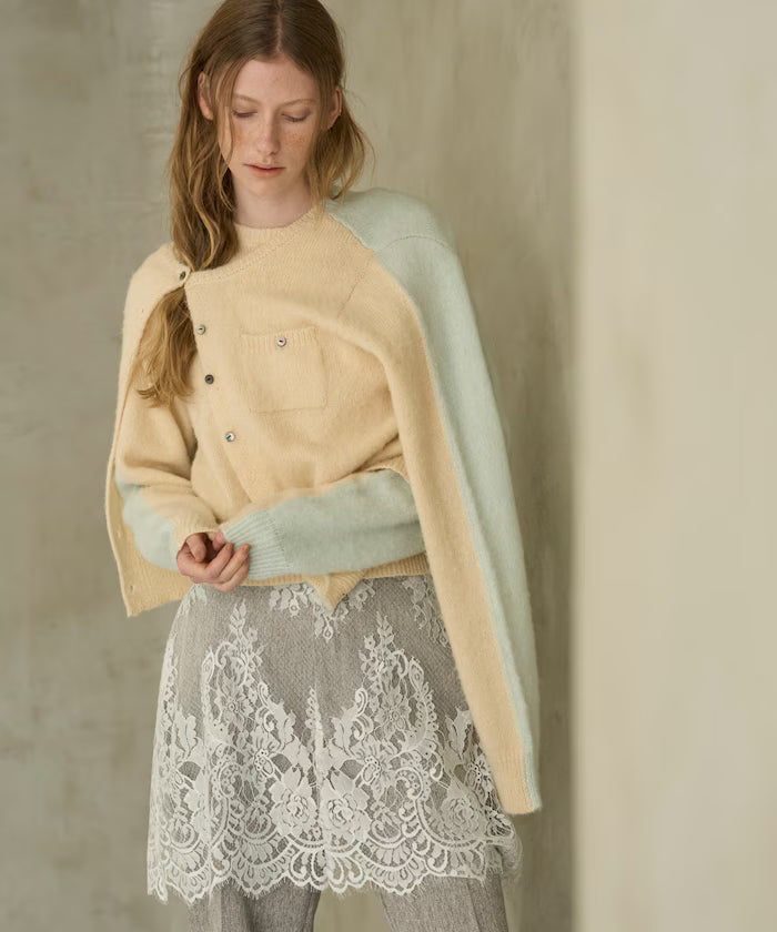 Alpaca Blend Bicolor Knit Cardigan
