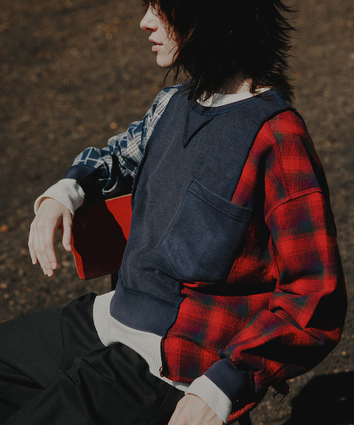 Check Docking Switch Sweat - Navy