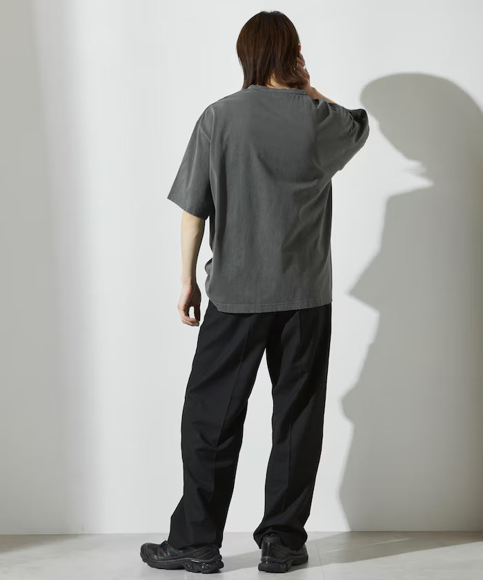 7.3 oz damaged processed front logo print short sleeve T-shirt / oversized crew neck short sleeve T-shirt