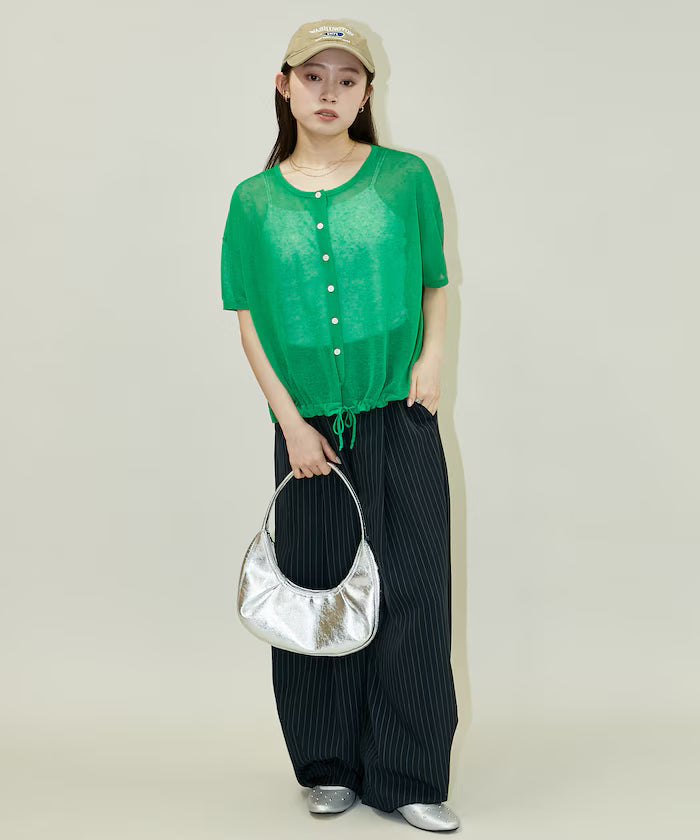 Washable Linen Hem Cord Summer Knit Cardigan Limited Edition