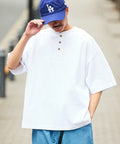 9 oz Heavyweight Big Silhouette Henley Neck T-Shirt/Heavyweight 【Limited Edition】 - White