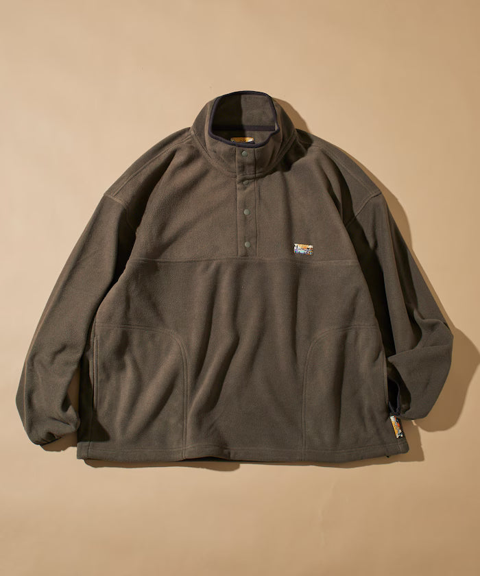 Big Silhouette One Point Logo Fleece Snap Button Spindle Pullover