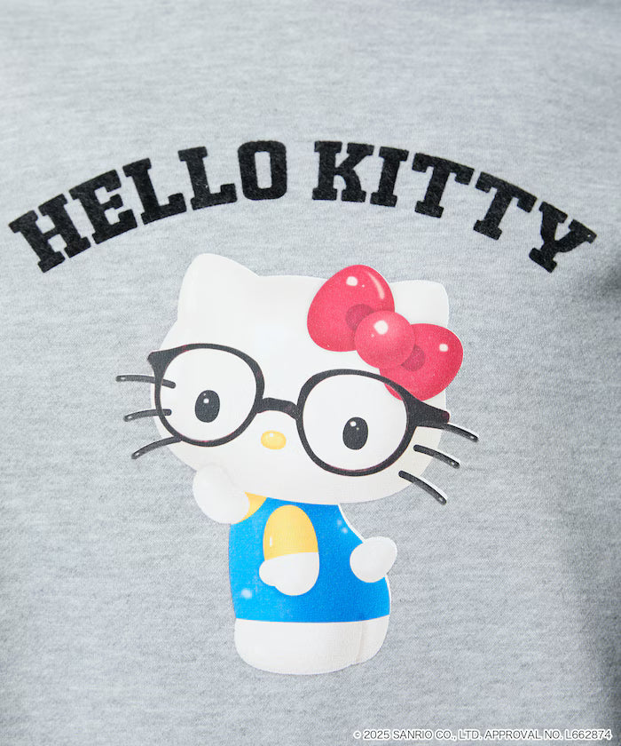 "HELLO KITTY/Hello Kitty" glasses college-style sweatshirt limited edition