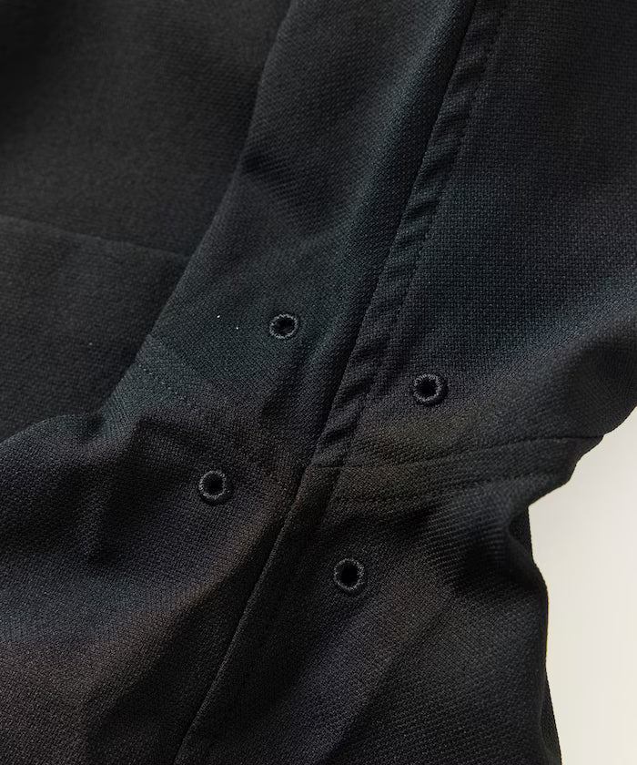 [New Color Added] Quick-Dry Material Relaxed Fit Band Collar Shirt Short Sleeve Linen Feel