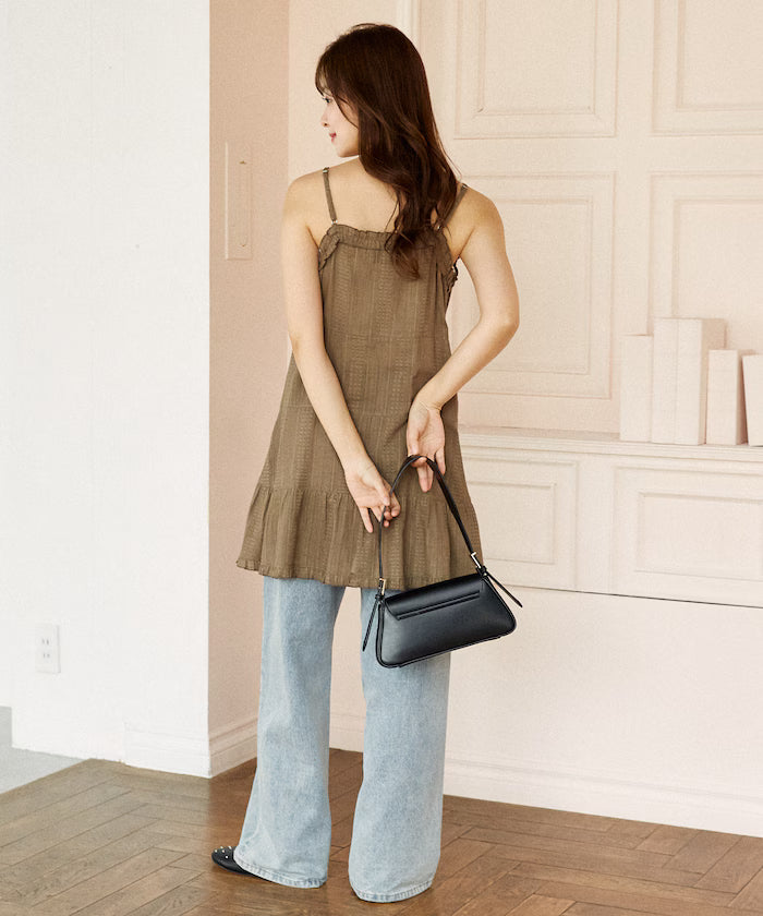 India Cotton Ruffle Tiered Camisole Mini Dress Limited Edition