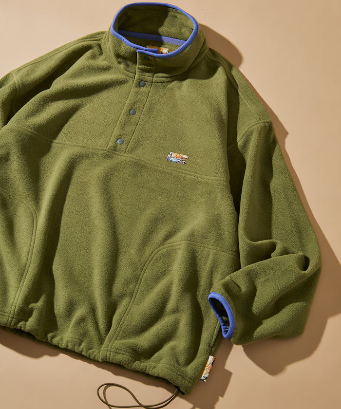 Big Silhouette One Point Logo Fleece Snap Button Spindle Pullover