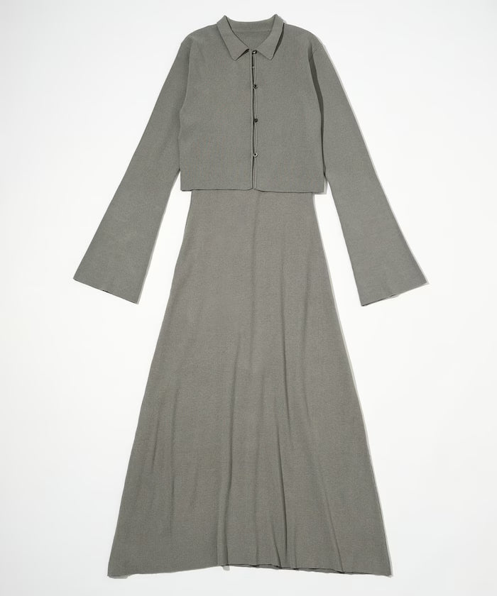 Functional Fabric Silk Blend Knit Ensemble Dress / Anti-Pill / Machine Washable