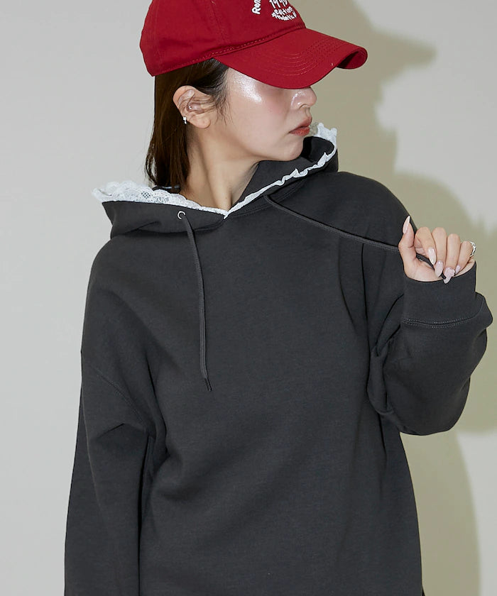 Hoodie with lace and brushed lining - Limited Release