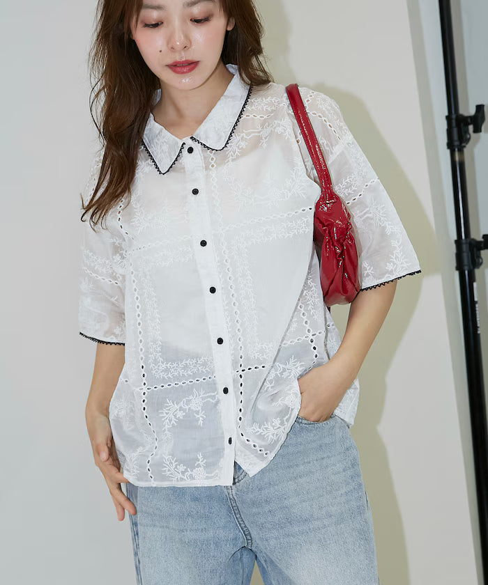 Pico race lace color collar lace shirt limited edition