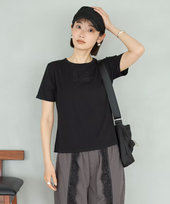 Lace Applique Cotton Modal T-Shirt
