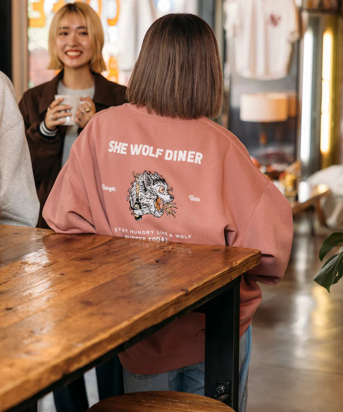 SHE WOLF DINER×FREAK'S STORE/She Wolf Diner Exclusive Big Silhouette Back Embroidered Crewneck Sweatshirt/WOLF [Limited Edition]