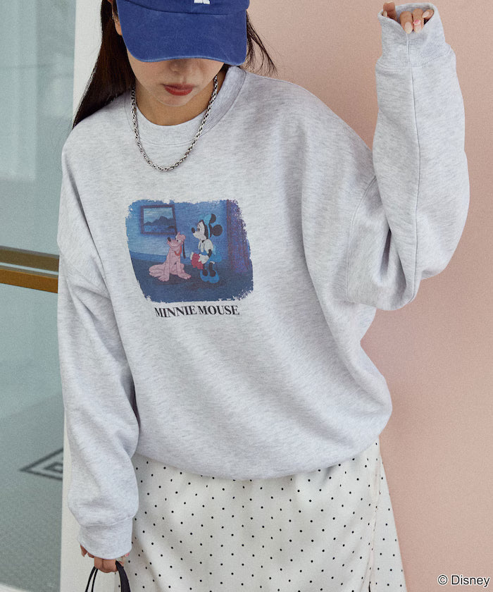 Minnie Mouse/ミニーマウス/Photo Print Crew Neck Sweat Limited Edition - Light Gray