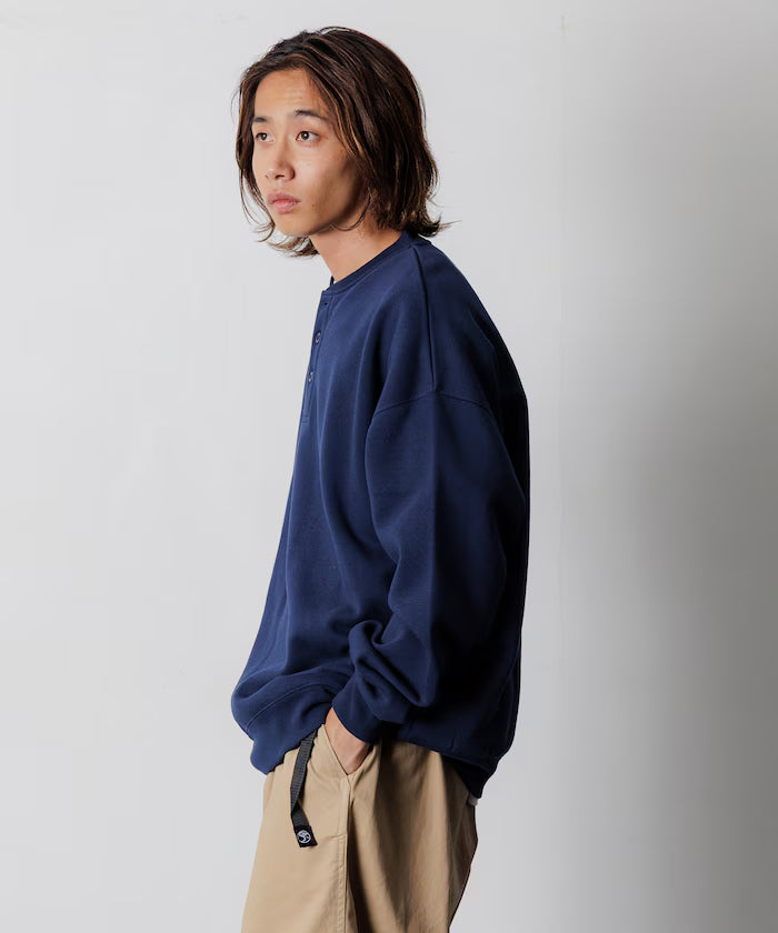 Big Silhouette Henley Neck Sweat Pullover [Limited Edition]