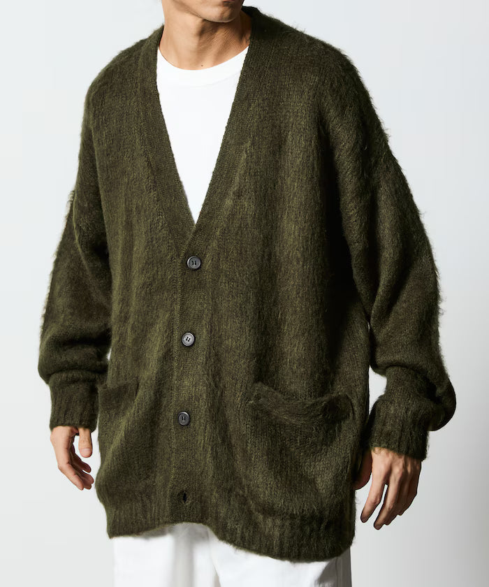 Relax Fit Shaggy Knit Loose Cardigan 【Limited Edition】 - Olive