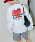LOVE POP STUDIO HEART LOGO GRAPHIC SWEAT【Limited Edition】 - Light Gray