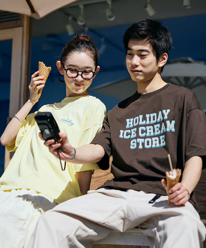 HOLIDAY ICECREAM×FREAK'S STORE Collaboration Big Silhouette Back Print Crew Neck T-Shirt [Limited Edition]