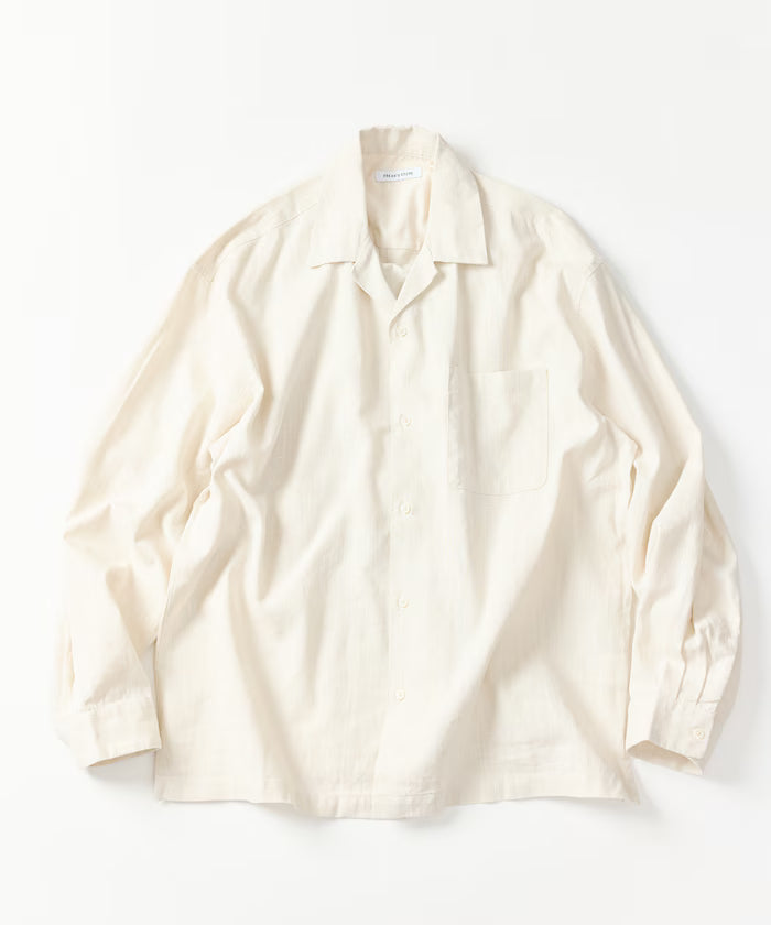 LINEN COTTON OPEN COLLAR SHIRT【Compatible with setups】