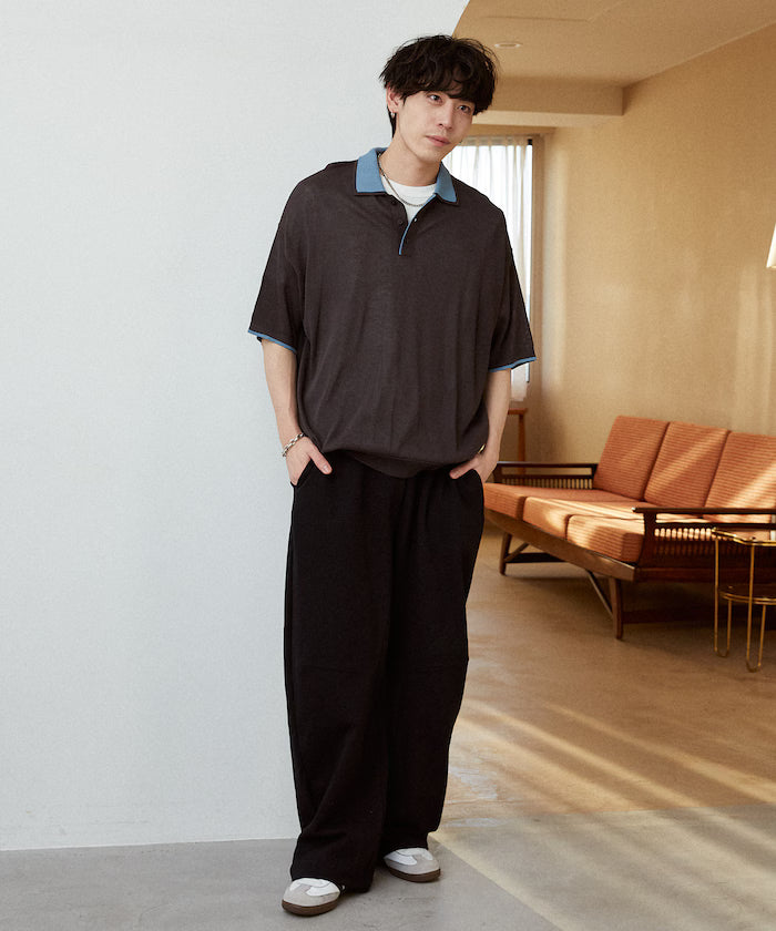 LOVE POP STUDIO Collar Layered Knit Polo Shirt Limited Edition
