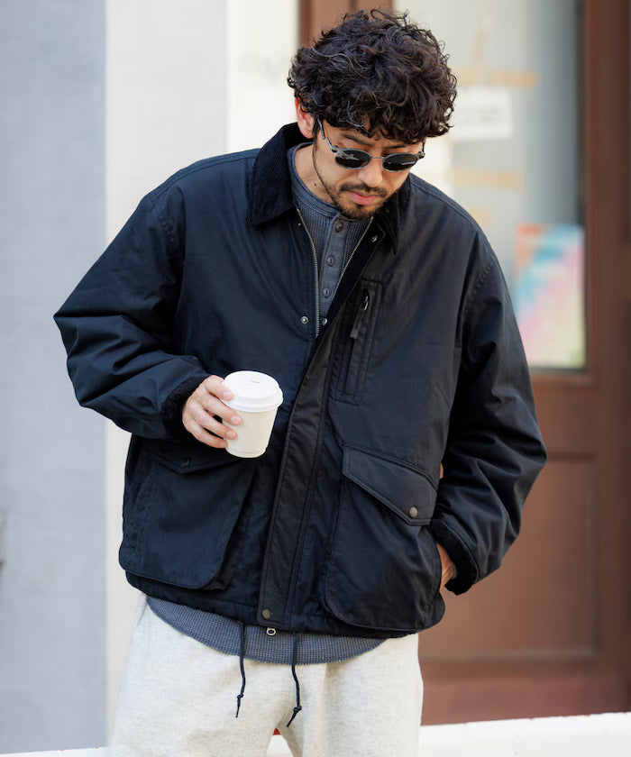 Corduroy panel cotton nylon blouson
