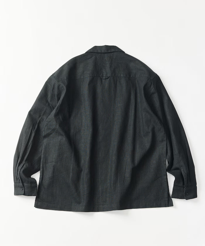 LINEN COTTON OPEN COLLAR SHIRT【Compatible with setups】