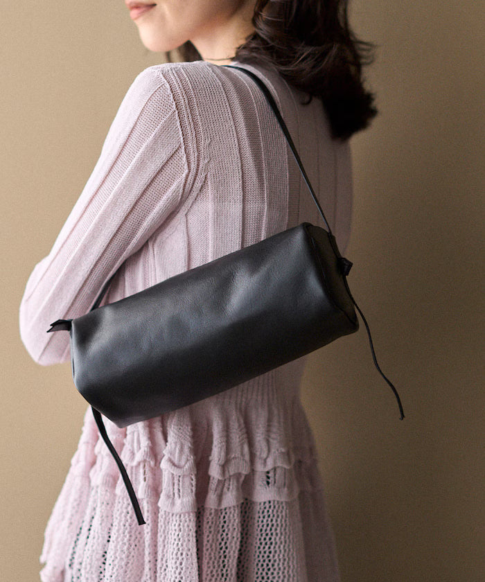 Leather Roll Boston Bag / Cowhide / Water-Repellent Leather