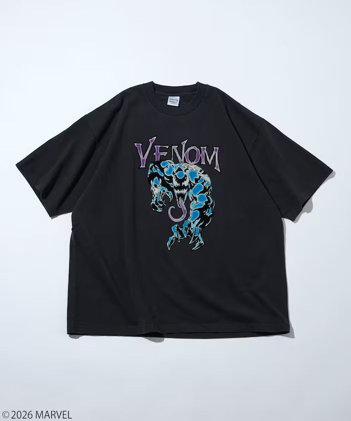 MARVEL/Venom Crew Neck T-Shirt / Static Electric Flock Processing