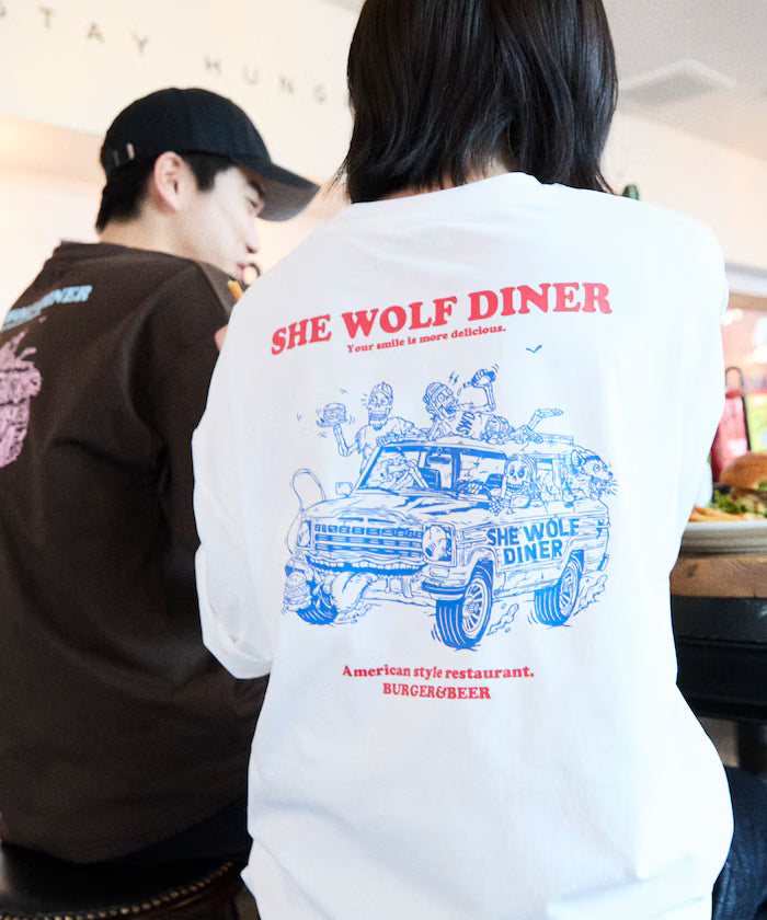Limited Release SHE WOLF DINER × FREAK'S STORE Shewolf Diner Exclusive Big Silhouette Back Print T-Shirt Antibacterial Odor Resistance Quick Dry