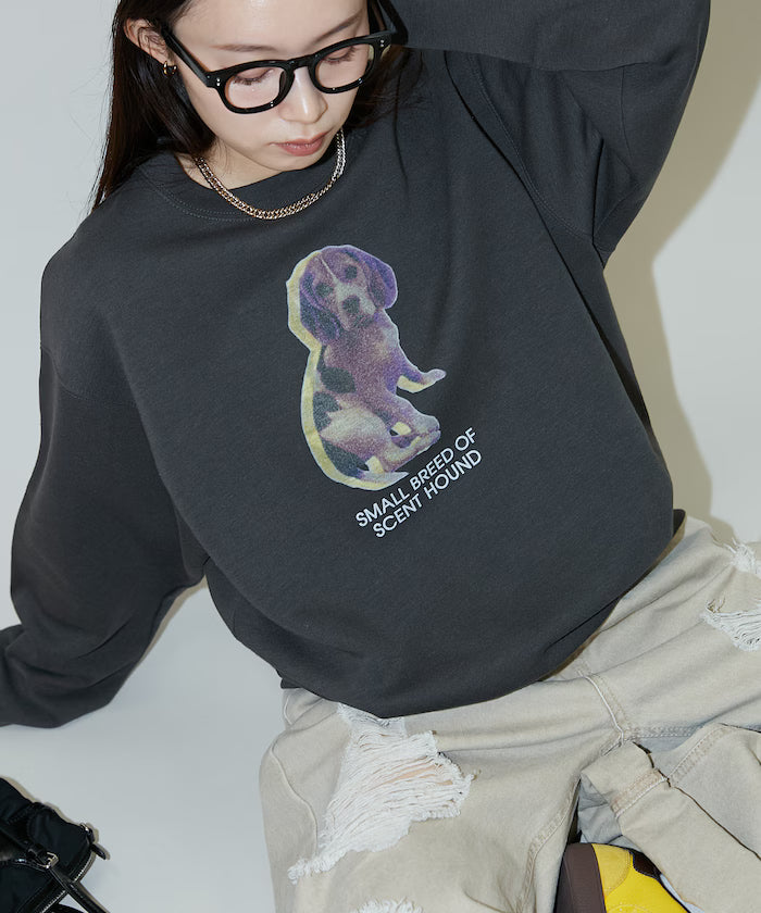 Dog Photo Print Fleece Lined Sweat Pullover Limited Edition - Charcoal Gray