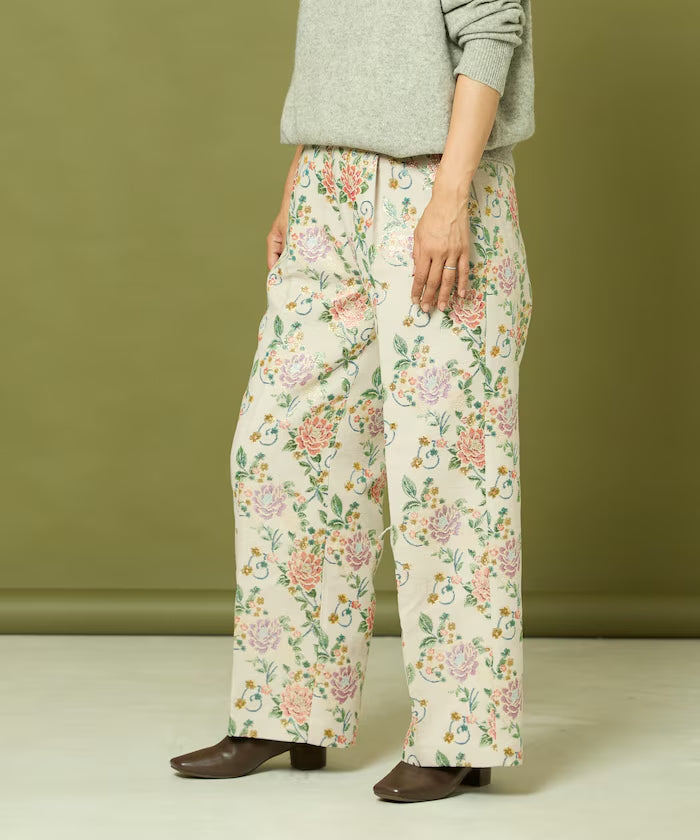 Flower Jacquard Wide Pants