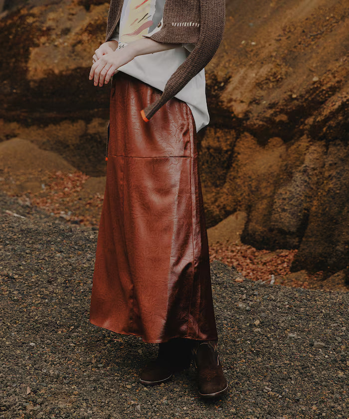 Heavy Satin Skirt - Dark Brown