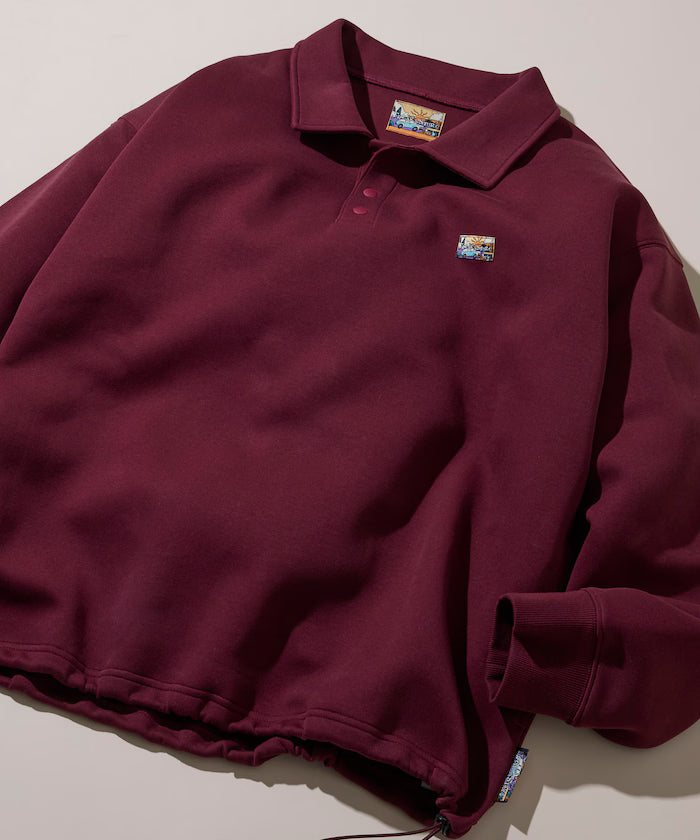 Big Silhouette Spindle Cardboard One Point Logo Polo Color Sweat - Wine Red