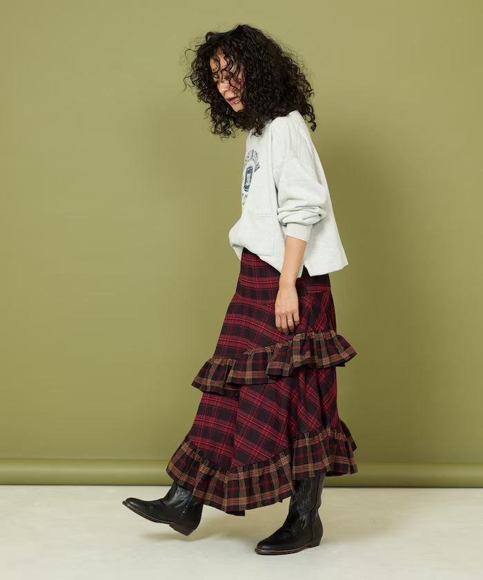 Nell Check Asymmetrical Frill Skirt