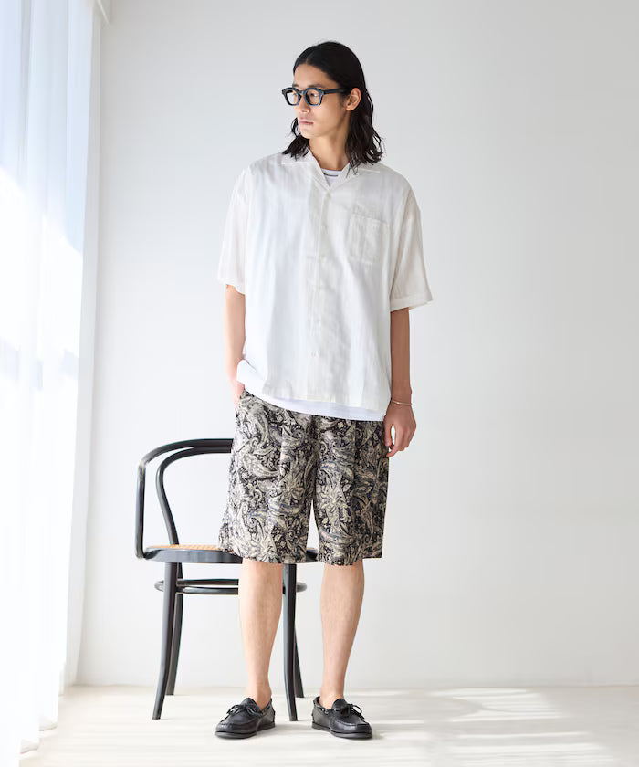 Dobby Weave Short Sleeve Open Collar Shirt / Big Silhouette