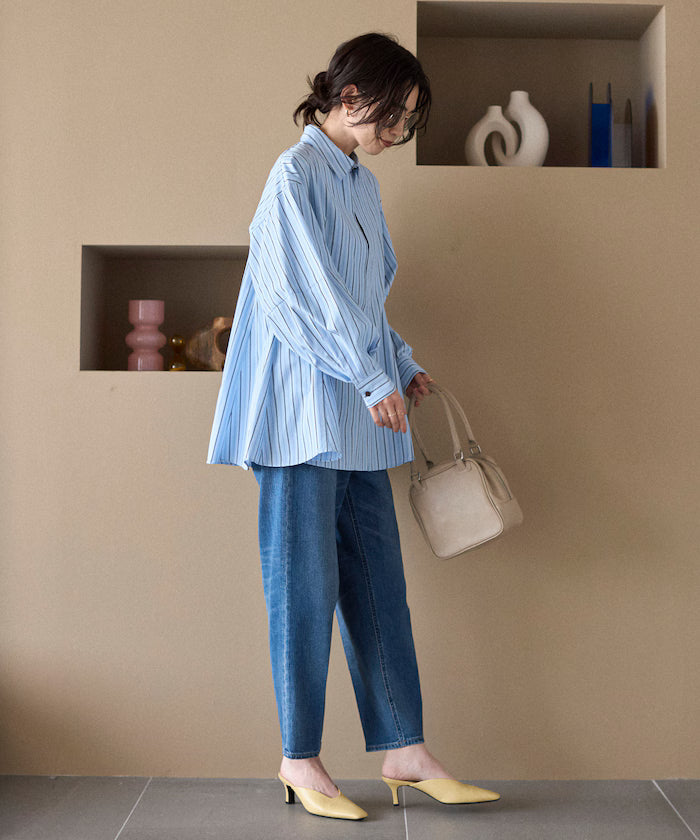 Flare Silhouette Skipper Balloon Sleeve Shirt