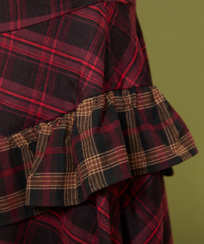 Nell Check Asymmetrical Frill Skirt