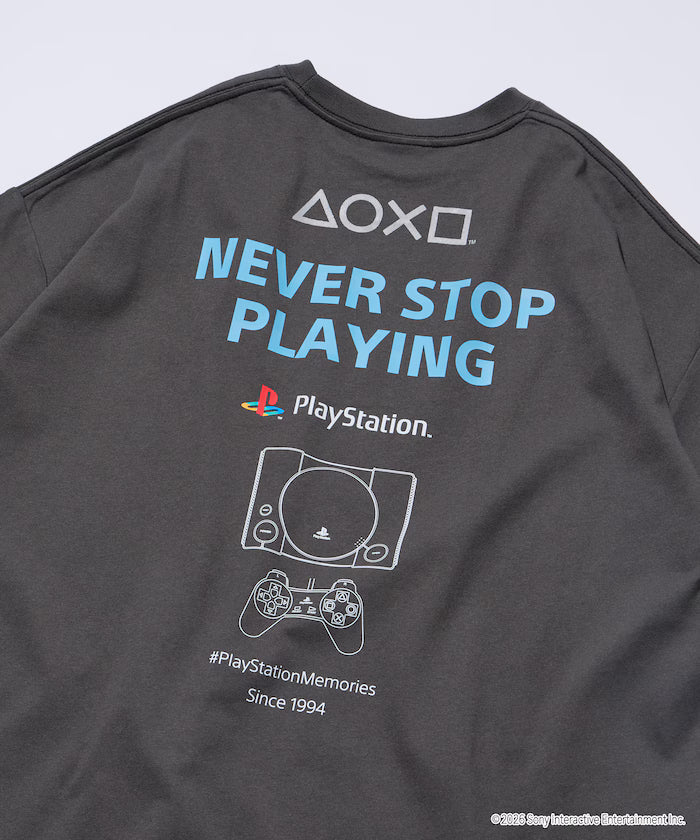 Big Silhouette Logo Back Print Crew Neck T-Shirt/PlayStation NEVER STOP 【Limited Edition】