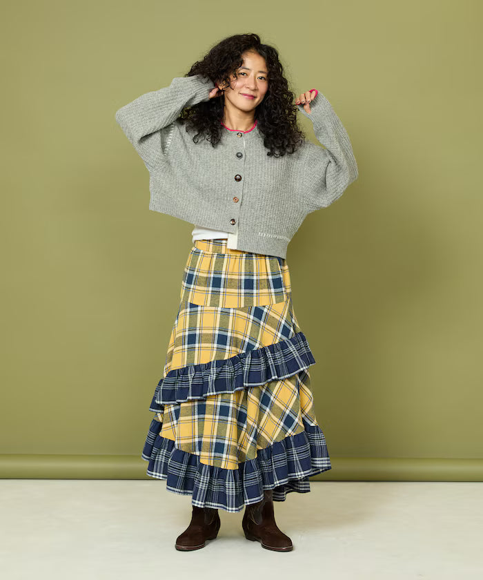 Nell Check Asymmetrical Frill Skirt