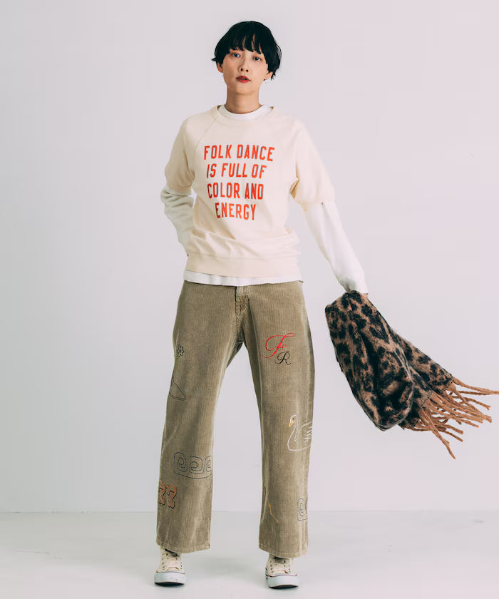 Chain Stitch Corduroy Pants