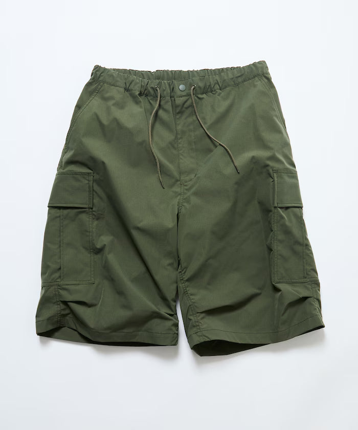 Quick Dry Fabric Wide Silhouette Poly Rip Cross Short Cargo Pants/UV Cut/Quick Dry 【Limited Release】