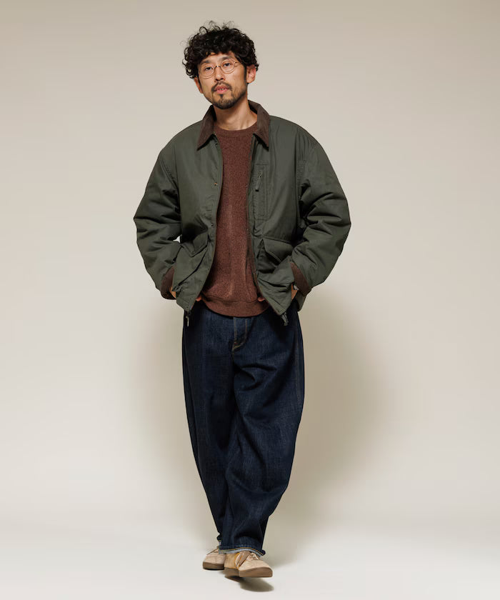 Corduroy panel cotton nylon blouson