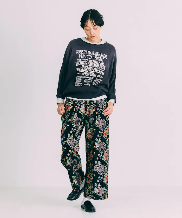 Flower Jacquard Wide Pants